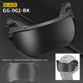 Occhiali balistici Wosport flip-up con sospensione esterna elmetto — Nero-Wosport-