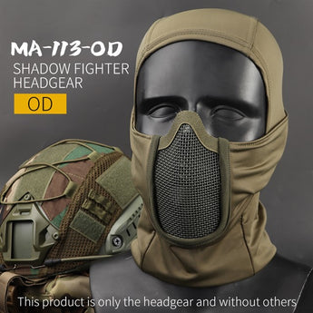 Copricapo Wosport Shadow Balaclava con semimaschera in rete — Verde OD-Wosport-