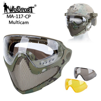Maschera protettiva Wosport Pilot Mask rete metallica — Multicam-Wosport-