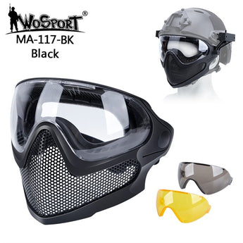 Maschera protettiva Wosport Pilot Mask rete metallica — Nera-Wosport-