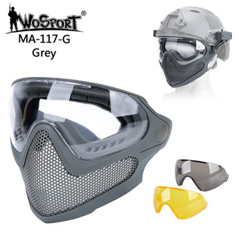 Maschera protettiva Wosport Pilot Mask rete d'acciaio — Grigio-Wosport-