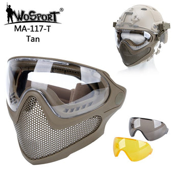 Maschera protettiva Wosport Pilot Mask rete acciaio — TAN-Wosport-