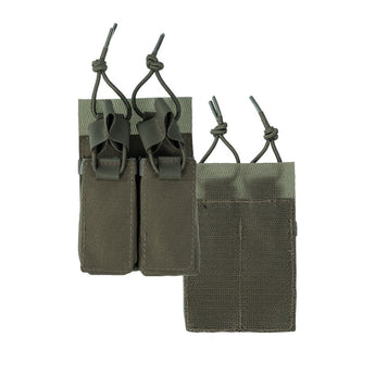 Tasca portacaricatori Miltec doppia per pistola con velcro — Verde