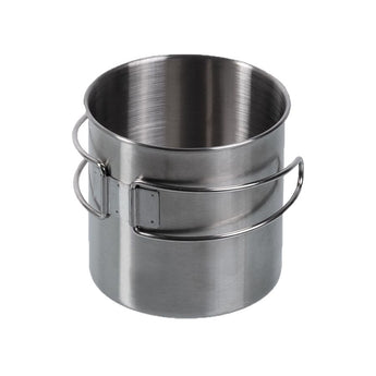 Tazza Miltec in acciaio inox con manico pieghevole 800 ml — Argento