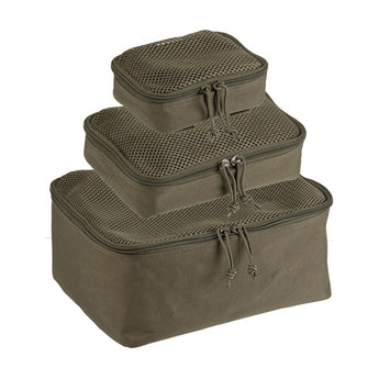 Set tasche utility MOLLE Miltec con rete, 3 pezzi — Verde