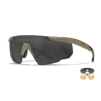 WILEY X SABER ADVANCED Glasses (Clear, Smoke, Orange Visor) - Tan-WILEY X-