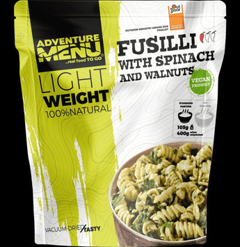 Lightweight Fusilli with spinach and walnuts (VEGAN) 400g-Adventure Menu-