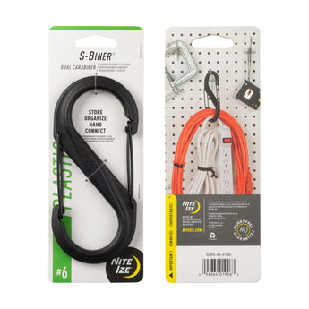 S-BINER PLASTIC DUAL CARABINER, black - size 6-NITE IZE-