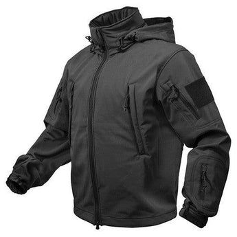 TACTICAL hooded jacket softshell BLACK-ROTHCO-M-