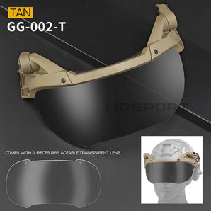 Occhiali balistici Wosport flip-up con sospensione esterna per elmetto — TAN-Wosport-